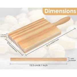 Gnocchi Board with Roller Wooden Cavatelli Maker Homemade Italian Pasta Tools Natural Beechwood Butter Paddle Garganelli Stick Kitchen Gadgets