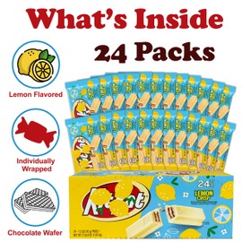 Lemon Crisp Kitt Kat Bars Candy, Bulk 24 Count, Limited Edition Lemon Flavored Creme Wafer Candy, Full Size, Individually Wrapped Bars for Snacking, 1.5 oz. Each