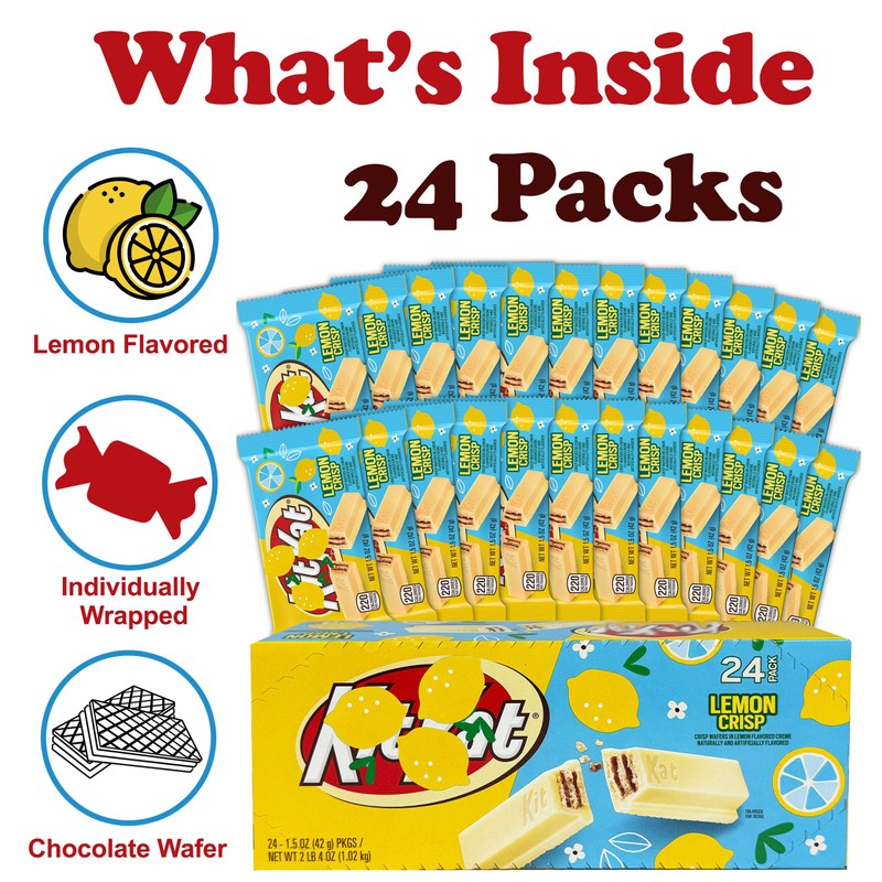 Lemon Crisp Kitt Kat Bars Candy, Bulk 24 Count, Limited