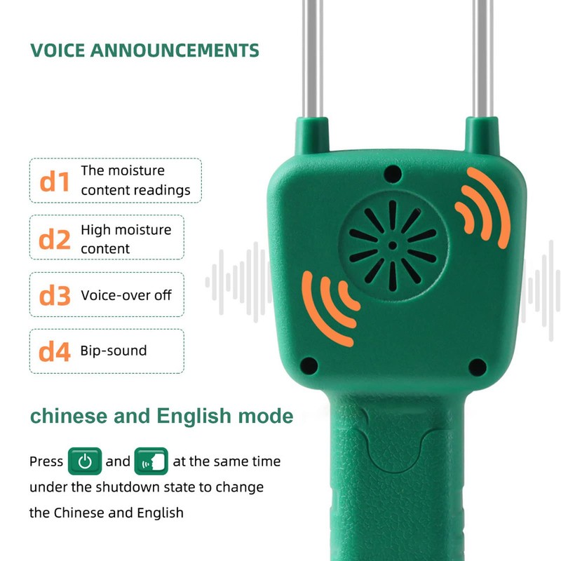 Hay Tester Double Rod Steel Hay Meter Auto Shutdown Voice