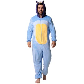 Bluey Onesie For Men, Bandit Mens Onesie, Fleece Adult Onesies, Blue Medium