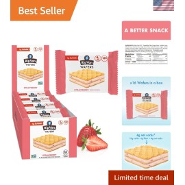 Keto Strawberry Wafers - Healthy  Snacks, Low Sugar & Calories - 16 Pack