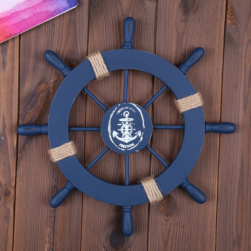 Rienar Nautical Ship Steering Wheel - 11" Diameter Wooden Beach