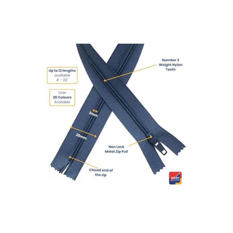 20" (50.8cm) Royal Blue Zip - Closed-End - Dressmaking, Sewing