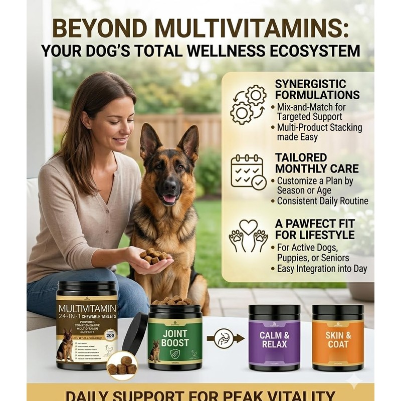 All-in-One Dog Multivitamin Chews 200 Count, Glucosamine Chondroitin Omega 3