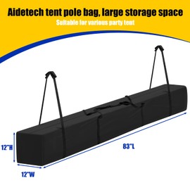Aidetech Tent Pole Bag for Party Tent, 600D Oxford Fabric Portable Camping Storage Bag- 83x12x12 in, Black