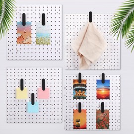 CroBlissful 10 Pcs Pegboard Accessories Clips White Pegboard Clips Metal Accessories Hooks Attachment for Crafts Kitchen Bathroom Living Room Office Wall Organize Storage Display Decoration (Black)