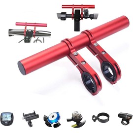 Bicycle Handlebar Extension Bracket Aluminum Alloy Bicycle Holder Lightweight Extension Mount Accessory Holder Easy to Install Fits Standard 25.4mm, 31.8mm (Red)