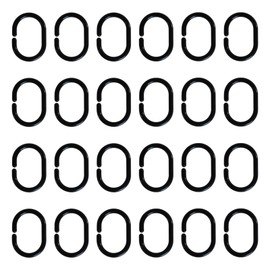 Shower Curtain Rings Plastic Shower Curtain Hooks C-Shaped Rings Hook Hanger Bath Drape Loop Clip Glide for Bathroom Shower Window Rod (Black, 24)