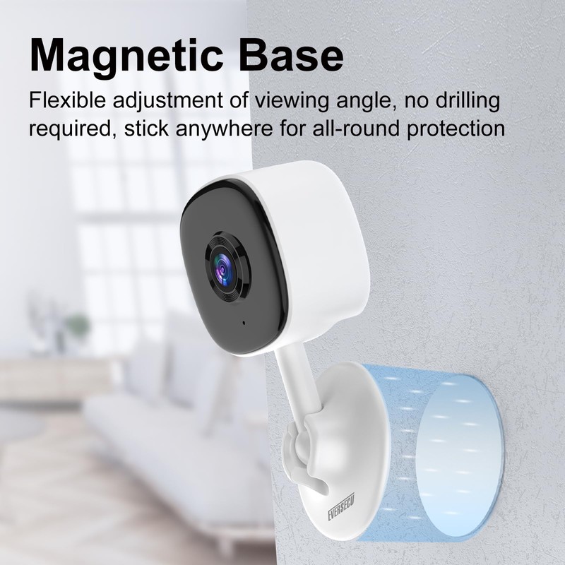 EVERSECU 2K Magnetic Security Camera for Home, Night Vision, Compact