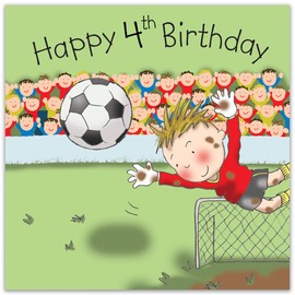 Twizler 4th Birthday Card For Boy with Football Goalie – Age 4 Birthday Card – Age 4 Card – Age 4 Boys Gifts – Childrens Birthday Card – Boys Birthday Card – Happy Birthday Card