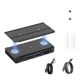 EJAY 5-in-1 Magnetic USB 3.0 Hub with SD/TF Card Reader, 2 USB-A + 1 USB-C Ports, Includes Sliding Rail, Screws & Sticky Pads for MacBook Laptop PC