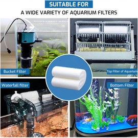 Dual Density Aquarium Filter Sponge Pad – High Porosity Biological Filter Media for Fish Tank, Canister & Pond Filters – Reusable & Durable Filter Floss (White)