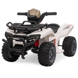 Kids ATV 4 Wheeler, 6V Ride on Toy Car for Toddlers Boys & Girls w/1.8 Mph Max Speed, Wear-Resistant Wheels, Music, Kids Cars to Drive Battery Powered Four Wheeler for Toddler, White