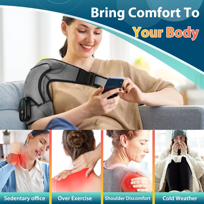 Shoulder Heating Pad, Heated Shoulder Wrap with Massage, Heated Shoulder