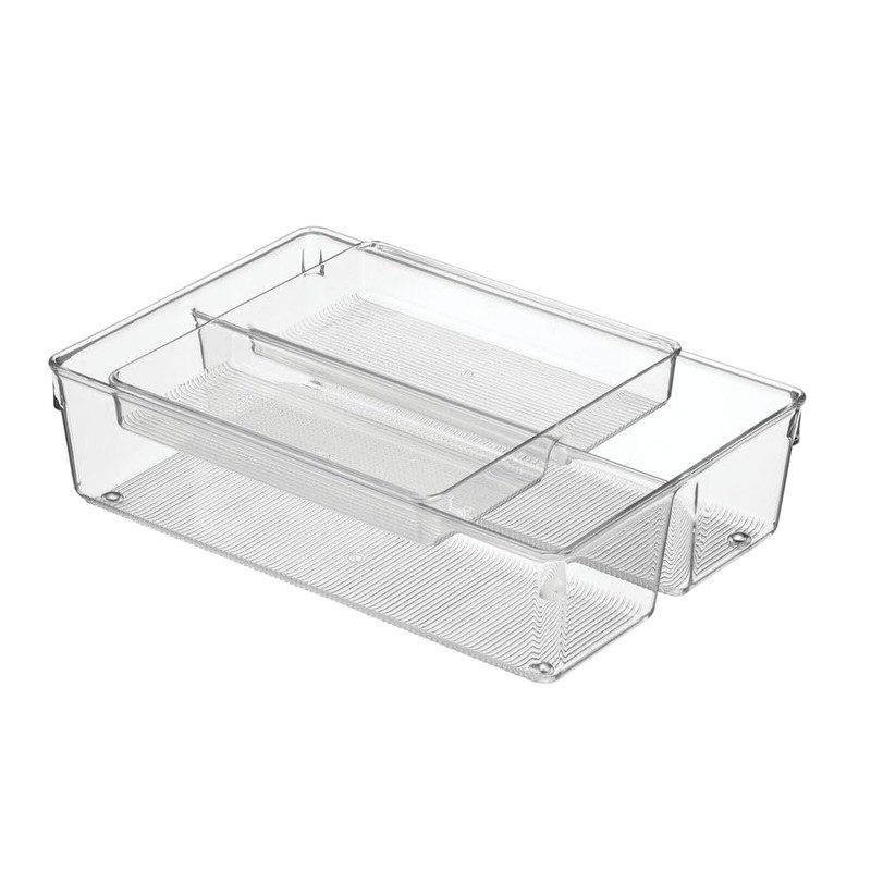 mDesign Plastic Stackable Kitchen Storage Drawer Organizer Bin with 2-Tier