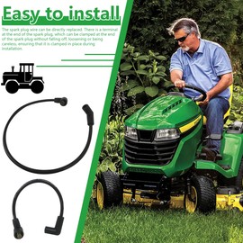 New Version 2-Pack Spark Plug Wire Set for John Deere P216 P218 P220 P224, Compatible with 316 318 420 Tractors, 25CM+55CM, Copper & Rubber