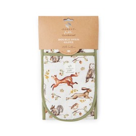 Cooksmart Forest Fable Double Oven Glove | British Designed 100% Cotton Twill | Heat Resistant to 250°C | Woodland Animal Print | Thick Padded Protection | Machine Washable Kitchen Essential