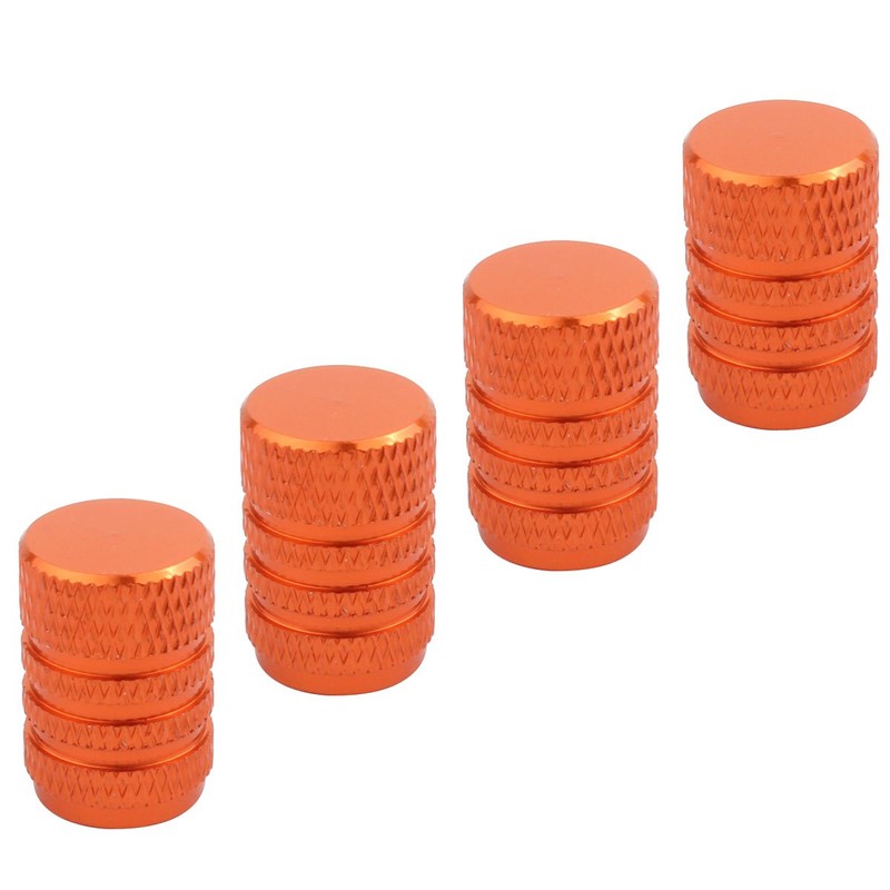 TOMALL Orange Round Style Aluminum Tire Valve Stem Caps for