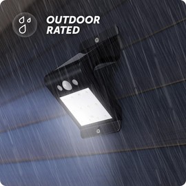 Globe Electric 17000210 4W LED Integrated Solar Powered Motion Activated Flood Light, 120-Degree Motion Detection, Black Finish, 250 Lumens, Integrated Solar Panel, Outdoor Lights, Security