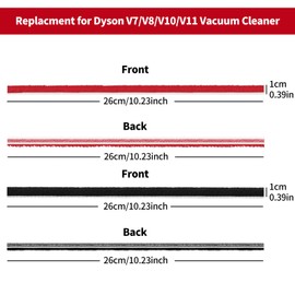 Wjelet 4Pcs Soft Plush Strips Replacement for Dyson roller brush for V7 V8 V10 V11 Roller Brush,Direct Drive Roller Brush Strips with Screwdriver