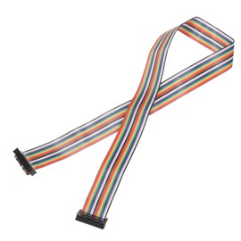 MECCANIXITY IDC Rainbow Wire Flat Ribbon Cable 2.54mm Pitch 20 Pin Connection Line FC Dual Female Black Connector for DIY Experiment 2 Ft Length 1 Pcs