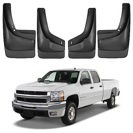 BDFHYK Mud Flaps Splash Guards Mudguards Mudflaps Compatible for 2002-2006 Silverado/Avalanche/Suburban/Yukon,1999-2007 Sierra 1500 with Fender Flares,4PCS Front & Rear Side