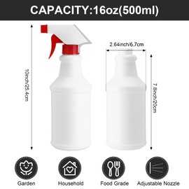 Eccliy 12 Pcs 16 Oz Plastic Spray Bottle, Adjustable Empty Reusable Sprayer for Cleaning, Planting, Water, Bathroom and Kitchen, BBQ, Commercial and Residential(Red,New)