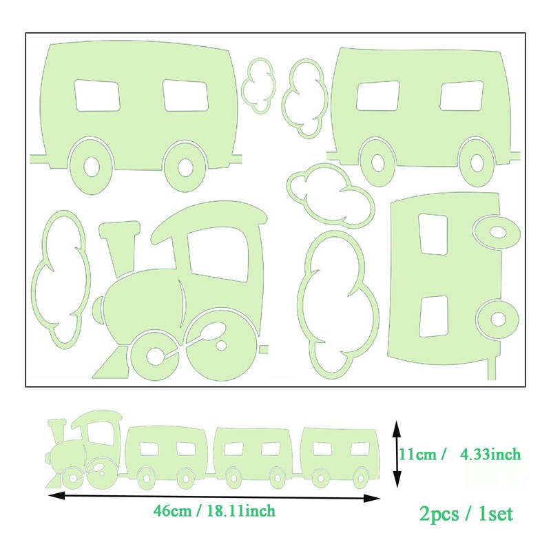 Train Decor,Glow in The Dark Stickers, Nursery Wall Sticker, 2