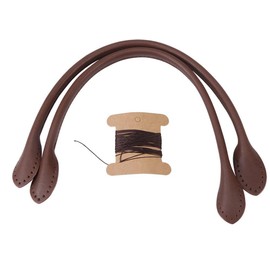 Genuine Leather Handbag Strap 2 Pieces Bag Strap Handle for DIY Hand Accessories (Brown)