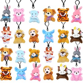 LUKBERA 24Pcs Stuffed Animals Keychains, Plush Animals Toys Fillable Plastic Eggs for Kids Easter Egg Hunt Easter Basket Stuffers Goodie Bag Fillers School Classroom Gifts
