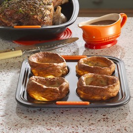 Le Creuset Non-Stick Carbon Steel Bakeware 4 Cup Yorkshire Pudding Tray, 94101200000000