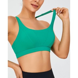 RUNNING GIRL Sports Bra for Women Moulded Cup Square Neck Medium Support Gym Yoga Bra Workout Crop Tops(2970 Green L)