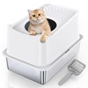 WoofiGo Stainless Steel Cat Litter Box, Large Top Entry Litter