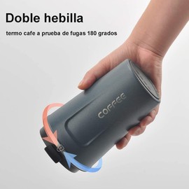 Termo para Café Taza Portátil de Acero Inoxidable de Doble Capa con tapa a prueba de salpicaduras, Mantiene la Temperatura hasta 24 Horas, Libre de BPA, 380 ml, Azul