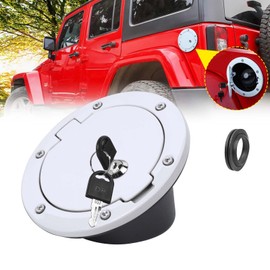 JeCar Cubierta de tapa de gas para puerta de llenado de combustible, accesorios exteriores para Jeep Wrangler 2007-2018 JK & Unlimited, color blanco