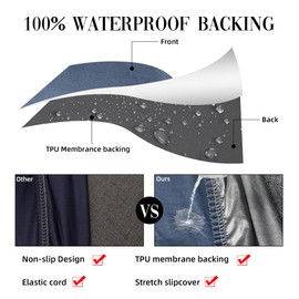 SUKAIKEQA 12Pcs Patio Cushion Covers Waterproof, Cushion Covers, Stretch Outdoor Couch Covers, Patio Couch Slipcovers, Patio Cushion Covers Replacement, Outdoor Chair Cushion Covers (Grayish Blue)