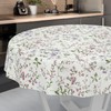 ANRO Oilcloth Tablecloth Oilcloth Tablecloth Washable Garden Tablecloth Flowers Round
