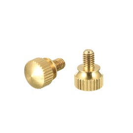 sourcing map Pack of 2 Knurled Screws M4 x 6 mm Brass Shoulder Bolts Step Handle Knobs Attachment for PC Electronic Mechanical
