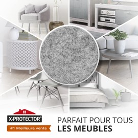 X-PROTECTOR Felt Furniture Pads - 48 Premium Felt Pads Floor Protector - Chair Felts Pads for Furniture Feet Wood Floors - Best Furniture Pads for Hardwood Floors - Protect Your Wood Floors! (Grey)