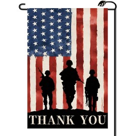 Memorial Day Patriotic Thank You Soldier Garden Flag 12x18 Inch Vertical Double Sided 4th of July Independence Day Small Flags Outside Decoration For Yard (ONLY FLAG) MD09