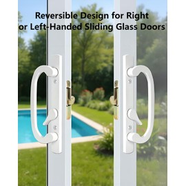 Ruigrit Offset Sliding Patio Door Handle Set with Mortise Lock | 45° Keyway | Fits 1-3/8" to 2" Doors | 3-15/16" Hole Spacing | Zinc Alloy | Non-Handed | Matte White Diecast