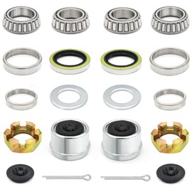 2 Sets 3500 LB Boat Trailer Axle Bearing Kits L68149 L44649 Bearing Kits, 171255TB Grease Seals, Spindle Nuts, 1.98" Trailer Dust Caps and Rubber Plugs, Cotter Pins, Washers for 3500 LB #84 Spindle