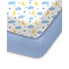 TotChill Pack and Play Sheets Fitted, Cloud+Blue Design, Soft and