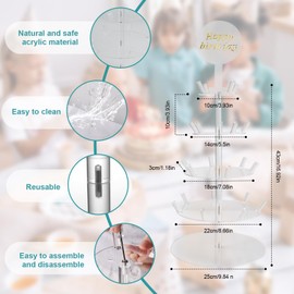 4 Tier Acrylic Donut Stand with 22 Pegs, Dessert Table Display for Doughnuts, Bagels, Cupcakes, Donut Tower Stand for Birthday Wedding Party Baby Shower Christmas 9.84 x 16.93in