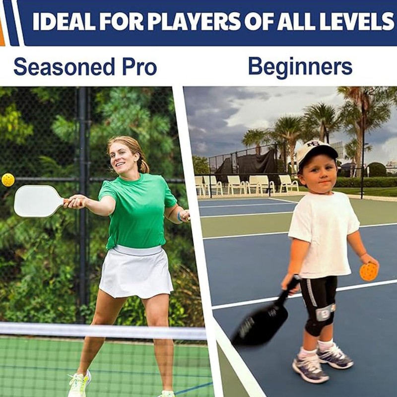 Pickleball Practice Balls, Orange Plastic, 40 Holes, Set of 4,