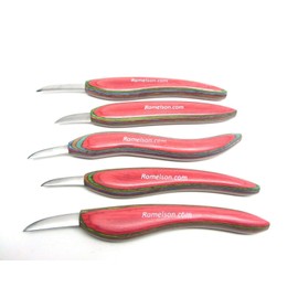 UJ Ramelson 5pc Chip Wood Carving Knife Whittling Caricature Leather Tool Roll