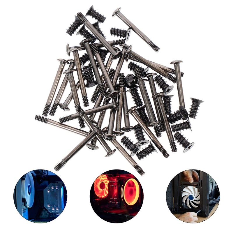 iplusmile 60pcs Case Fan Screw Kit Flat Head Tapping Screws