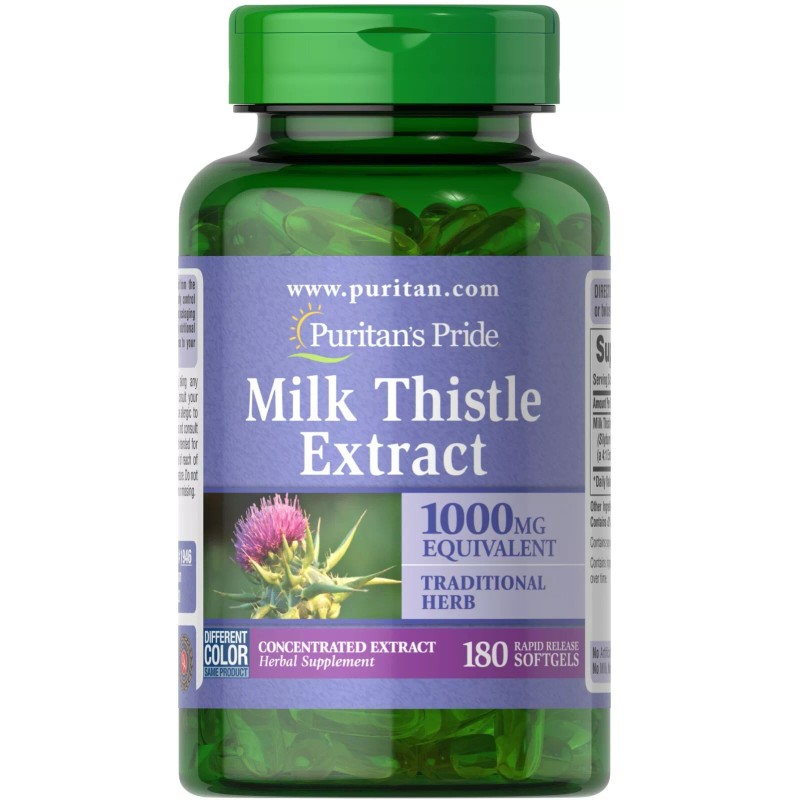 Puritan's Pride Milk Thistle 4:1 Extract 1000 mg (Silymarin) 180
