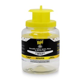 Raid Yellow Jacket, Wasp & Hornet Trap, 1 Count, Reusable, Convenient, Hanging Flying Insect Jar with Food-Based Lure, No-Spray Fly Traps Outdoor Suitable Defense for Yards, Patios & Campsites